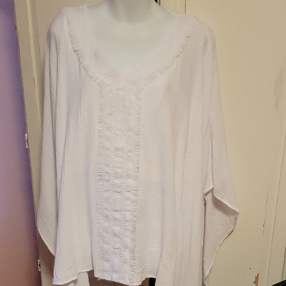 JM Collection White Wide-Leg Jumpsuit-Inspired Tunic